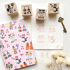Các mẫu con dấu gỗ 3 x 3 cm từ hãng Cozyca Nhật Bản