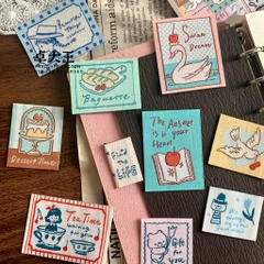 Set 10 sticker tag thêu vải hãng Molinta