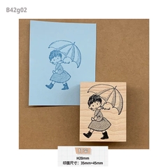 Các mẫu stamp gỗ cô gái chủ đề Rainy Day hãng Molinta