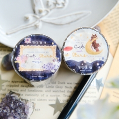 Giấy note cuộn chất Tracing (giấy can) - bế sẵn Cat and Stars Ver A và B | original by teayoushop