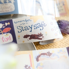 Giấy note cuộn chất Tracing (giấy can) - bế sẵn Cat and Stars Ver A và B | original by teayoushop