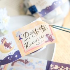 Giấy note cuộn chất Tracing (giấy can) - bế sẵn Cat and Stars Ver A và B | original by teayoushop