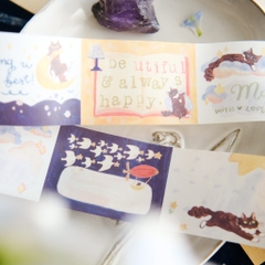 Giấy note cuộn chất Tracing (giấy can) - bế sẵn Cat and Stars Ver A và B | original by teayoushop