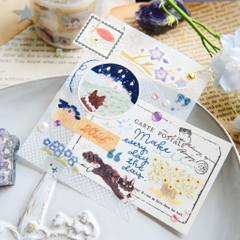 Flake Sticker chất giấy mỹ thuật - có chi tiết nhũ 