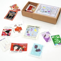 Các mẫu stamp sticker có nhũ/ cán lomo kèm hộp diêm đựng Shinzi Katoh | Chính hãng Nhật Bản