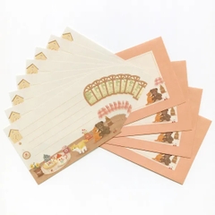 Set giấy viết thư Mini Mattari Animals | 8 giấy thư + 4 phong thư | Hãng NB Nhật Bản