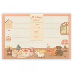 Set giấy viết thư Mini Mattari Animals | 8 giấy thư + 4 phong thư | Hãng NB Nhật Bản