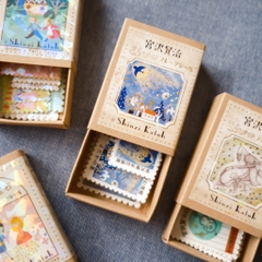 Các mẫu stamp sticker có nhũ/ cán lomo kèm hộp diêm đựng Shinzi Katoh | Chính hãng Nhật Bản