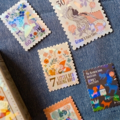 Các mẫu stamp sticker có nhũ/ cán lomo kèm hộp diêm đựng Shinzi Katoh | Chính hãng Nhật Bản