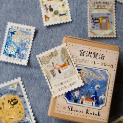 Các mẫu stamp sticker có nhũ/ cán lomo kèm hộp diêm đựng Shinzi Katoh | Chính hãng Nhật Bản