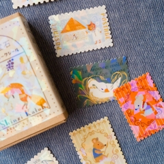 Các mẫu stamp sticker có nhũ/ cán lomo kèm hộp diêm đựng Shinzi Katoh | Chính hãng Nhật Bản