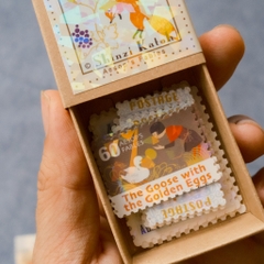 Các mẫu stamp sticker có nhũ/ cán lomo kèm hộp diêm đựng Shinzi Katoh | Chính hãng Nhật Bản