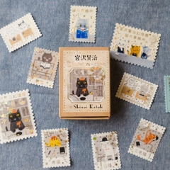 Các mẫu stamp sticker có nhũ/ cán lomo kèm hộp diêm đựng Shinzi Katoh | Chính hãng Nhật Bản