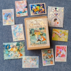 Các mẫu stamp sticker có nhũ/ cán lomo kèm hộp diêm đựng Shinzi Katoh | Chính hãng Nhật Bản
