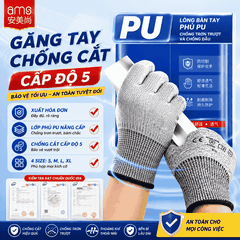 Găng tay phủ PU, mã AMS1006 (GĂNG TAY CHỐNG CẮT CẤP ĐỘ 5 tiêu chuẩn EN338 An toàn khi làm việc, lao động, thao tác chuẩn xác AMS1006)