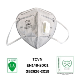 Khẩu trang lọc bụi KN95 AMS A9541V (5 lớp. than hoạt tính. có van. đeo tai. có móc cài. hộp 25 cái)