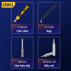 Bộ Tua Vít Đầu Nhỏ Sửa Chữa Đa Chức Năng Deli – 30 Đầu Vít Cao Cấp Chất Liệu Siêu Bền, Thiết Kế Gọn Nhẹ Tinh Tế
