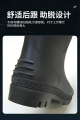 安美尚（ams）雨鞋男士雨靴 耐酸碱 水鞋长高筒不易滑成人加厚防水胶鞋下雨天户外工作鞋耐磨女士PVC水靴黑色 Ủng