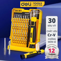 Bộ Tua Vít Đầu Nhỏ Sửa Chữa Đa Chức Năng Deli – 30 Đầu Vít Cao Cấp Chất Liệu Siêu Bền, Thiết Kế Gọn Nhẹ Tinh Tế