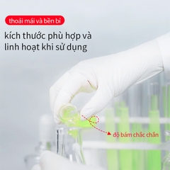 Găng tay nitrile dùng một lần màu trắng, quy cách A5208 (Thương hiệu AMS, hộp 100 cái)