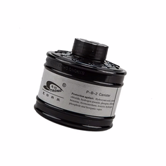 The P-B-2 type gas respirator filter canister is a 40mm threaded air-purifying cartridge designed to protect against specific inorganic gases and vapors
