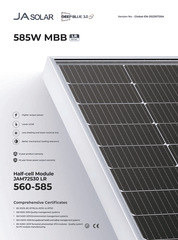 Tấm pin NLMT JA Solar 570W Mono Halfcell Ptype bảo hành 12 năm 570Wp - JAM72S30-550/MR