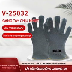 Găng tay chịu nhiệt 250 độ màu xám tro lông chuột V-25032
