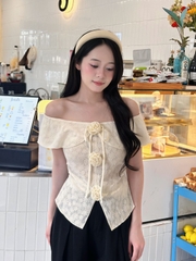 Áo Trễ Vai Ren Đính Hoa AT45