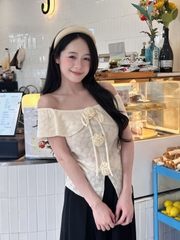 Áo Trễ Vai Ren Đính Hoa AT45