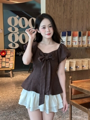 Áo Babydoll Tay Bồng Ngực Nơ AT35