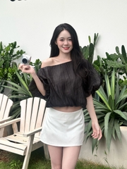 Áo Bí Tay Bồng Lệch Vai Tơ Óng AT50