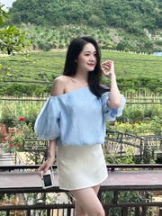 Áo Bí Tay Bồng Lệch Vai Tơ Óng AT50