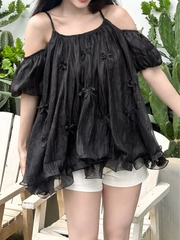 Áo Váy Babydoll Tơ Óng Đính Nơ AT48