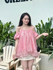 Áo Váy Babydoll Tơ Óng Đính Nơ AT48