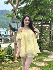Áo Váy Babydoll Tơ Óng Đính Nơ AT48