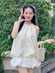 Áo Yếm Chấm Bi Dáng Bí Chất Cotton AY06