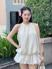 Áo Yếm Chấm Bi Dáng Bí Chất Cotton AY06