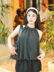 Áo Yếm Chấm Bi Dáng Bí Chất Cotton AY06
