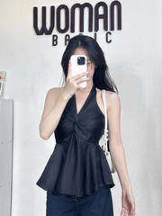 Áo Yếm Ngực Nơ Tà Nhún Gió Vân Nhăn AY09