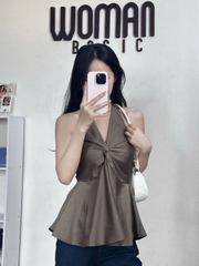 Áo Yếm Ngực Nơ Tà Nhún Gió Vân Nhăn AY09