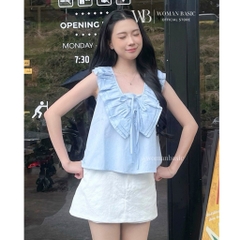 Áo Babydoll Nữ Woman Basic Chất Thô Gió Mỏng Nhẹ Cổ V Bèo 3 Tầng Dáng Xòe Giúp Che Khuyết Điểm AT06