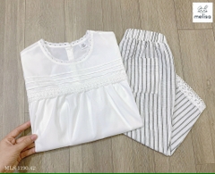 Set bộ Melisa áo trắng, quần sọc - size 2-3y