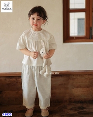 Set bộ Melisa áo trắng, quần sọc - size 2-3y