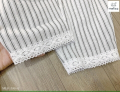 Set bộ Melisa áo trắng, quần sọc - size 2-3y