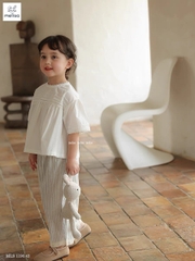 Set bộ Melisa áo trắng, quần sọc - size 2-3y