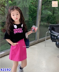 Set Jam&Jenny áo đen, chữ hồng - size 8-9y