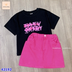 Set Jam&Jenny áo đen, chữ hồng - size 8-9y