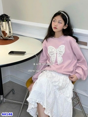 Chân váy trắng viền ren nơ - size 160