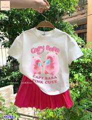Set váy J&J áo Capybara chân váy hồng - size 2-3y