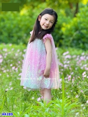 Đầm Sofia hồng loang đính cườm - size 2-3y